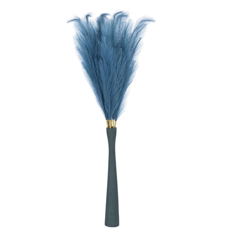 8PCS Faux Pampas Grass Decor Tall, 45"/114cm Artificial Fluffy Grass Stems, Blue Pampas Grass