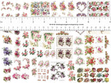Dollhouse Miniature Shabby Chic Decals 1:12 Scale Floral Flowers Roses Vintage Roses