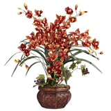 30" TALL BURGUNDY RED ARTIFICIAL SILK FLOWER CENTERPIECE ARRANGEMENT w/ POT Green Plant