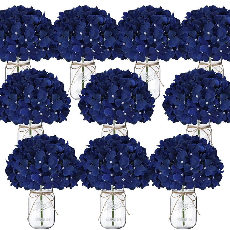 Mason Jars with Hydrangea, 10 Set Artificial Flower Vase Table Centerpieces D... Hydrangea