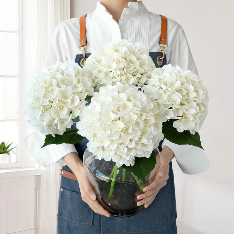 White Hydrangea Artificial Flowers, 4Pcs 22" Large Lifelike Faux Silk Flowers... Hydrangea