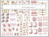 Dollhouse Miniature Shabby Chic Decals 1:12 Scale Floral Flowers Roses #2 Roses
