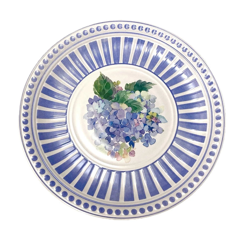 SHABBY CHIC MELAMINE Hydrangeas Flower Floral Blue 9" Salad Dessert Plate Hydrangea