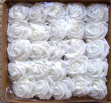 25 Artificial Flowers Foam White Roses Wedding Bouquet Party Shower Bouquet