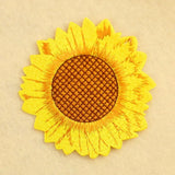 2PCS Embroidered Sunflower Iron on Patches Flower Applique Sew On Badge Sunflower