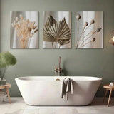 3pcs Botanical  Dried Flowers Pampas Grass Metal Print Ready to Hang Art Pampas Grass