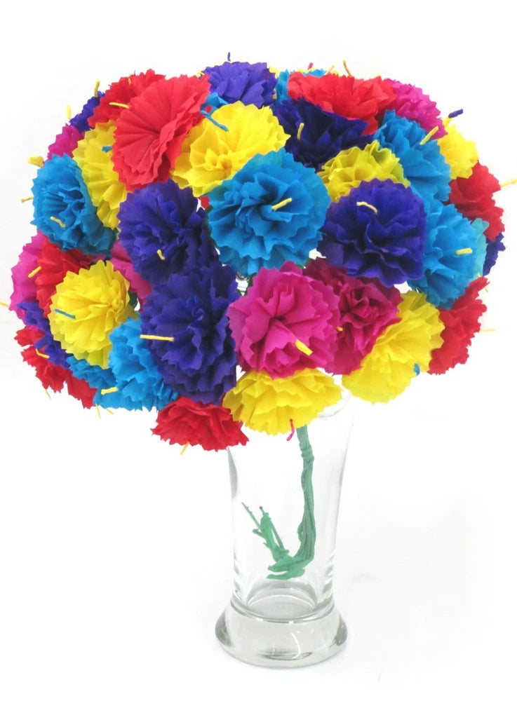 Handmade Mexican Paper Carnation Flowers Ð Multicolor Fiesta Decor Bouquet Carnation