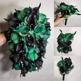 Hunter Green Black Calla Lily Bridal Wedding Bouquet Accessories Bouquet