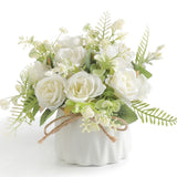 Artificial Rose Bouquet with Small Ceramic Vase Fake Silk Variety Hydrangea F... Hydrangea