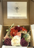 Ling's Moment Autumn Earthy Burgandy Rose Multi Floral Eucalyptus Bridal Bouquet Bouquet