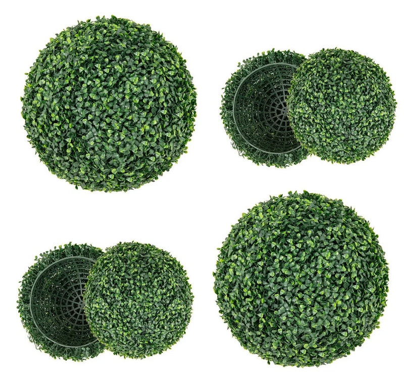 2pcs 18.9Ó Artificial Topiary Green Balls Plants Faux Boxwood In/outdoor Home Green Plant