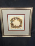 VINTAGE FRAMED DRIED FLOWER FLORAL WREATH 8.25 X 8.25 Dried Flower