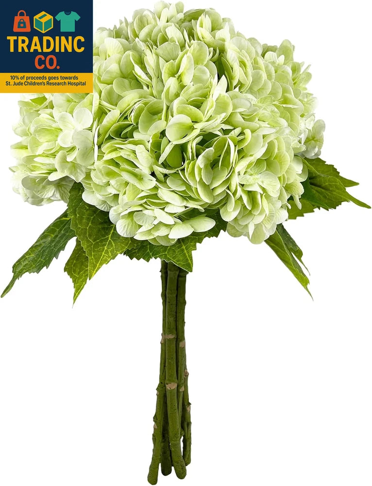 21In Light Green Artificial Hydrangea Flowers 5 Pcs Real Touch 3D Print Latex Fl Hydrangea
