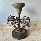 VTG Metal candle holder Rusted Patina Hydrangea Flowers 12Ó Tall Farmhouse Hydrangea