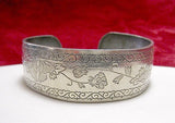 VINTAGE KIRK STIEFF PEWTER SPRING PEONY FLOWER CUFF BRACELET Peony