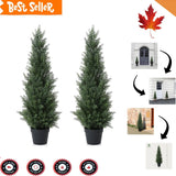 3ft Artificial Cedar Topiary Trees - Set of 2 - Outdoor Faux Evergreen Plants Green Plant