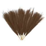 6 Pcs Faux Pampas Grass 42.5cm/16.5" Dried Pampas Grass 9 Branches, Dark Brown Pampas Grass