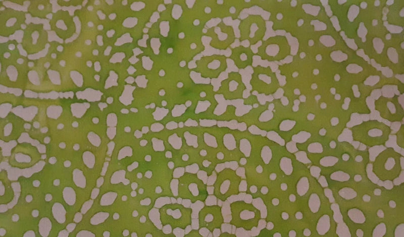 1 Yard Batik Green Tan Print Floral 100% Cotton Fabric BTY Flowering Plants