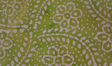 1 Yard Batik Green Tan Print Floral 100% Cotton Fabric BTY Flowering Plants