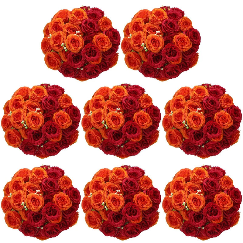8 Bundles 40 Heads Artificial Peonies Silk Flowers Fake Peony Bouquet Faux Pe... Peony