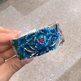 Vintage enamel peony flower bracelet Peony