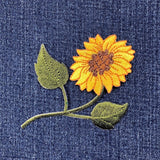 Sunflower Applique Patch - Embroidered Flower Badge 3-7/8" (Iron On) Sunflower