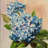 Floral oil painting on canvas. Hydrangea wall art. Blue flower.Ukraine painting Hydrangea