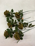 Moss Green Flocked Roses - Vintage - Hong Kong Roses