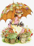 Holly Hobbie -Fabric Art Quilt Block - Prairie Girl - Flowers - 100% Cotton 7031 Flowering Plants