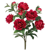 22 In. Deluxe Red Artificial Peony Plant Flower Stem Bush Bouquet Peony