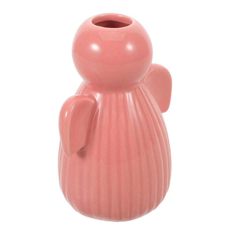 Small Ceramic Vase Guardian Angel Baptism Christening Decor Wing Pampas Grass
