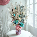 Artificial Floral Arrangement: Blue & Pink Room Decor, Large Table Centerpiece Hydrangea