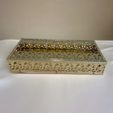 Vintage Gold Tone Filigree Tissue Box Holder Floral Roses Hollywood Regency NEW Roses
