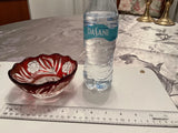 Vtg Ruby Red Carnation CrystalCandy Dish. Aprox. 5" diameter. Carnation