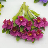 5 bundles Miniature Dark Pink Cattleya Orchids, Miniature Garden  Dollhouse 1:12 Flowering Plants