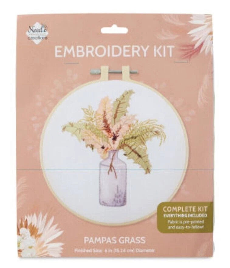 Needle Creative Embroidery Kit Pampas Grass Flowers - NIP Pampas Grass