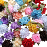 40Pcs Ribbon Flowers Bows Carnation Appliques Sewing Craft (Multi) Carnation