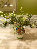Green Hydrangea Assorted Silk Floral Arrangement In Hand Painted Ceramic Pitcher Hydrangea
