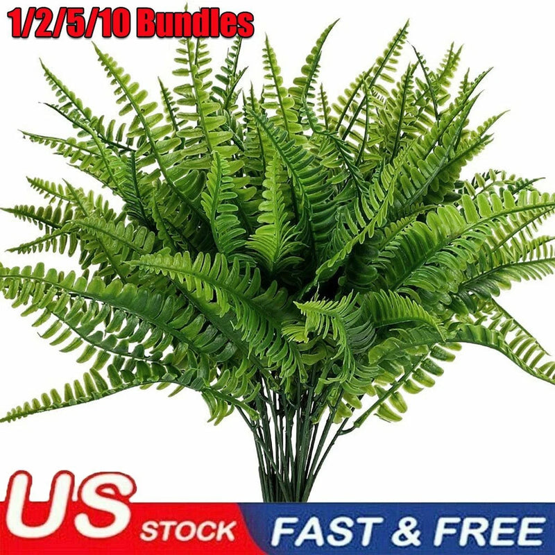Lots Artificial Fake Boston Fern Plants Bushes Artificial Ferns Outdoor Decor US Green Plant