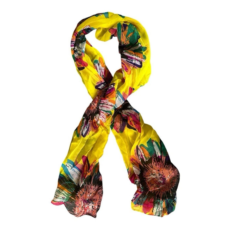 Tickled Pink Pop Art Sunflower Scarf - Yellow - NEW Sunflower