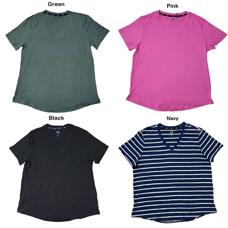 Gap Women's Soft Jersey Relaxed Short Sleeve V-Neck Top Roses