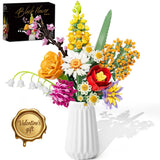 Flowers Bouquet Building Set, 1070PCS Artificial Plant Flower Kit Toy for Adu... Green Plant