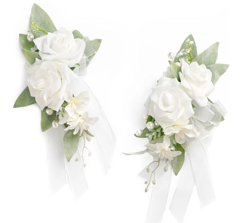 Ling's Moment 2pcs Wedding Shoulder Corsage Artificial Flowers Bouquet