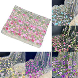 DIY Lace Fabric 3D Plant Embroidered Fabric Rose Mesh Flower Fabric Flowering Plants