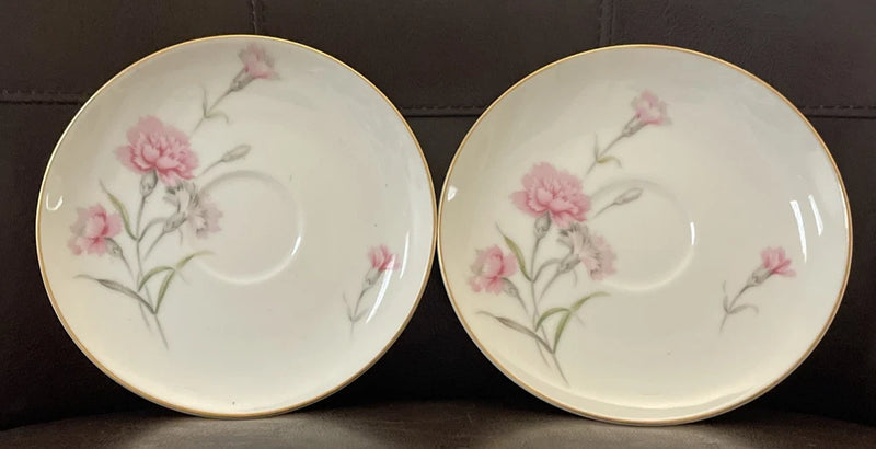 Set of 2 Royal Court  Carnation Saucers 6" Japan Carnation