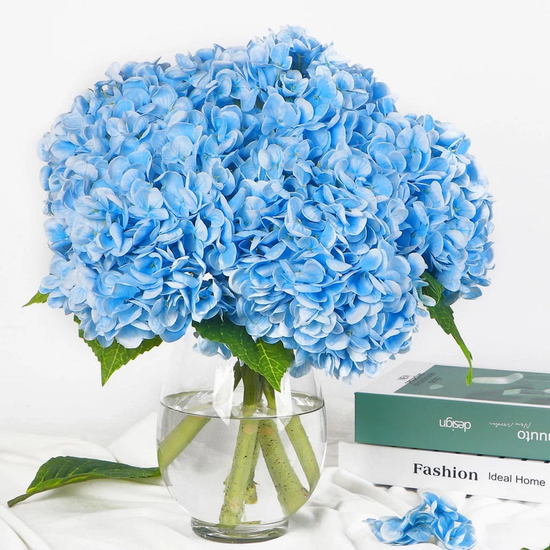 Hydrangea Artificial Flowers, 5pcs Real Touch Lifelike Hydrangeas, 21" Large ... Hydrangea