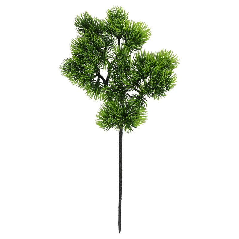 Artificial Christmas leaf tree branch plant, green plastic leaves on black stem