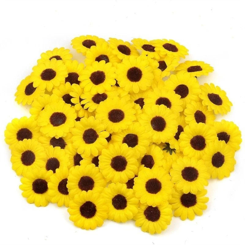 30pcs Mini Silk Artificial Sunflower Flower Head For Wedding Party Scrapbooking Sunflower