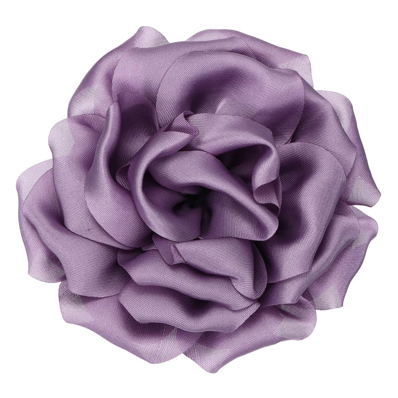 4" Silk Satin Flower Brooch Pin Large Peony Floral Lapel Pin Purple Peony