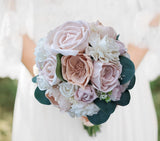 Blush Peach Pink Bridal Bouquet Sola Wood Flower Artificial Bridesmaid Wedding Bouquet
